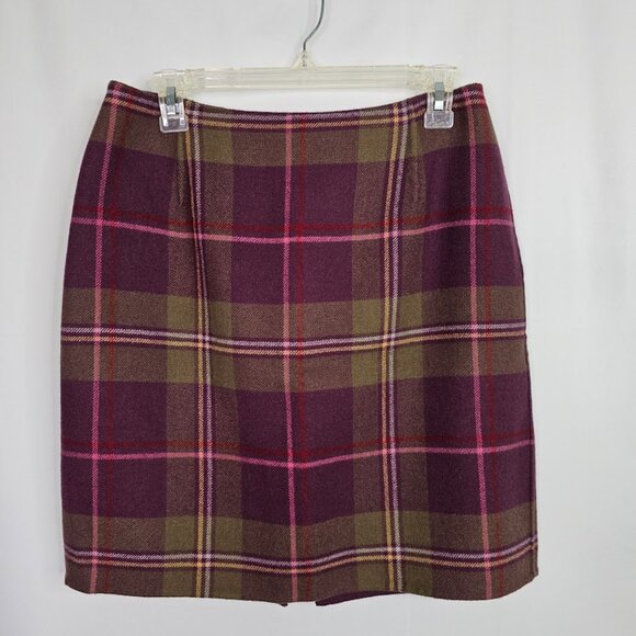 PENDLETON 100% Wool Skirt PURPLE GREEN PINK RED PLAID size 10 p Twee Classic - Picture 2 of 7